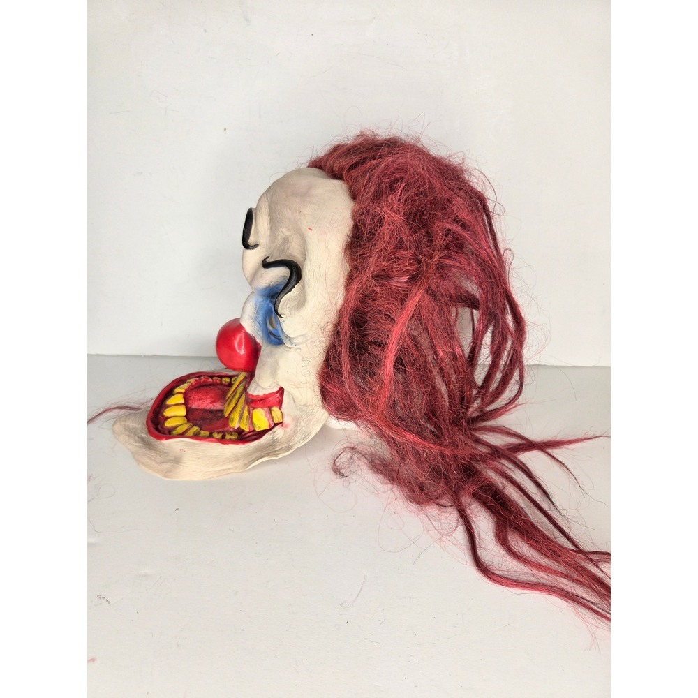 Scary Evil Clown Halloween Mask Red Hair Big Teeth Horror Costume Killer Klown - Picture 3 of 8
